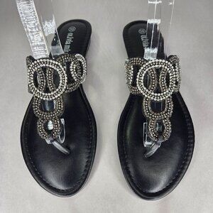 Olivia Miller Sandals Black Rhinestone Memory Lane, Size: 10